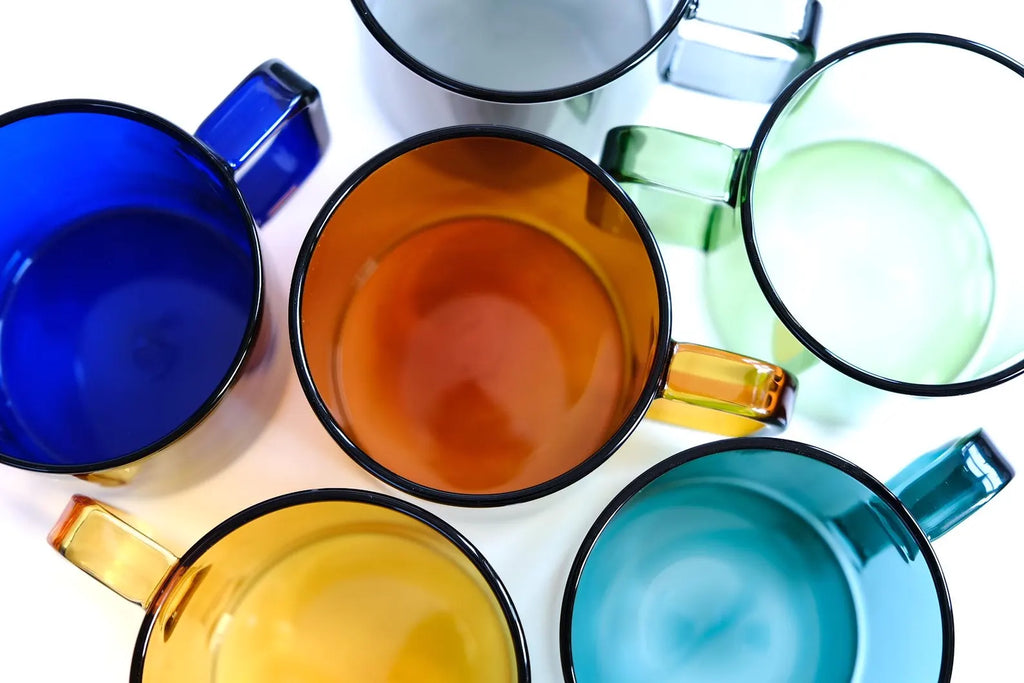 12 Set Veranixum Colored Crystal Glass Mug – Borosilicate Glass with Textured Design (Copy)